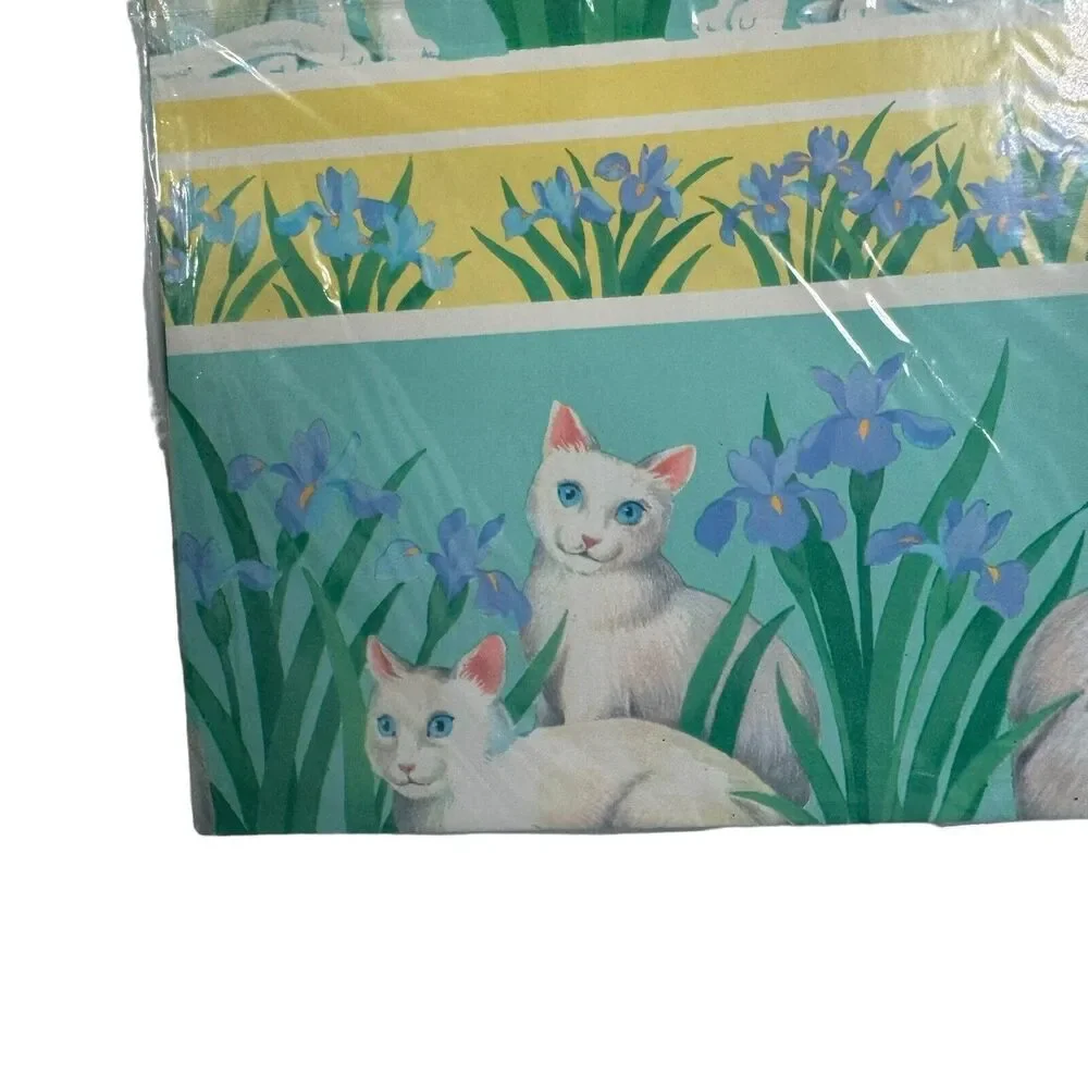 VINTAGE NOS Cat Kitten Sealed Gift Wrap Paper American Greetings USA 3 packs New
